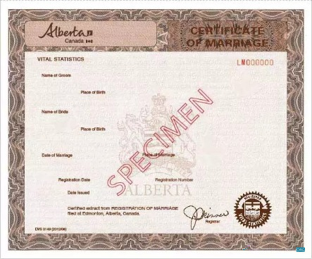 Download Canada Registrar of vital statistics marriage certificate Photoshop template